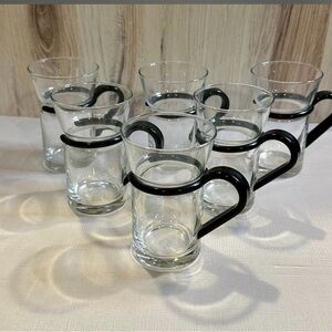 Elegant Glass Mug Set with Black Handles